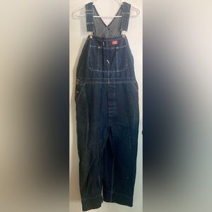 Vtg 90s DICKIES 34 X 30 Denim Bib Overalls Workwear Carpenter USA Indigo
